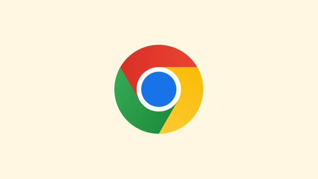 Chrome apļa logotips uz dzeltena fona.